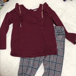 Janie and Jack shirt and plaid leggings